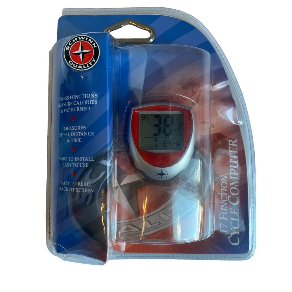 Schwinn 17-Function Bike Cycle Computer Backlit‎ Screen NEW Speed Distance Time